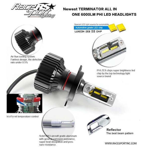 5202 Terminator Series Fanless Led Headlight Conversion Kit